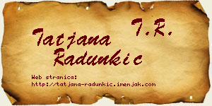 Tatjana Radunkić vizit kartica
